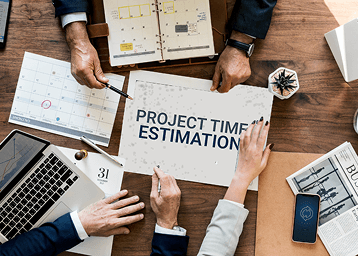 Team collaborating in office