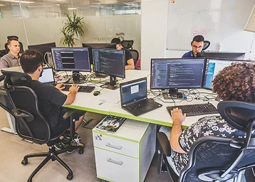 Developers working on laptops