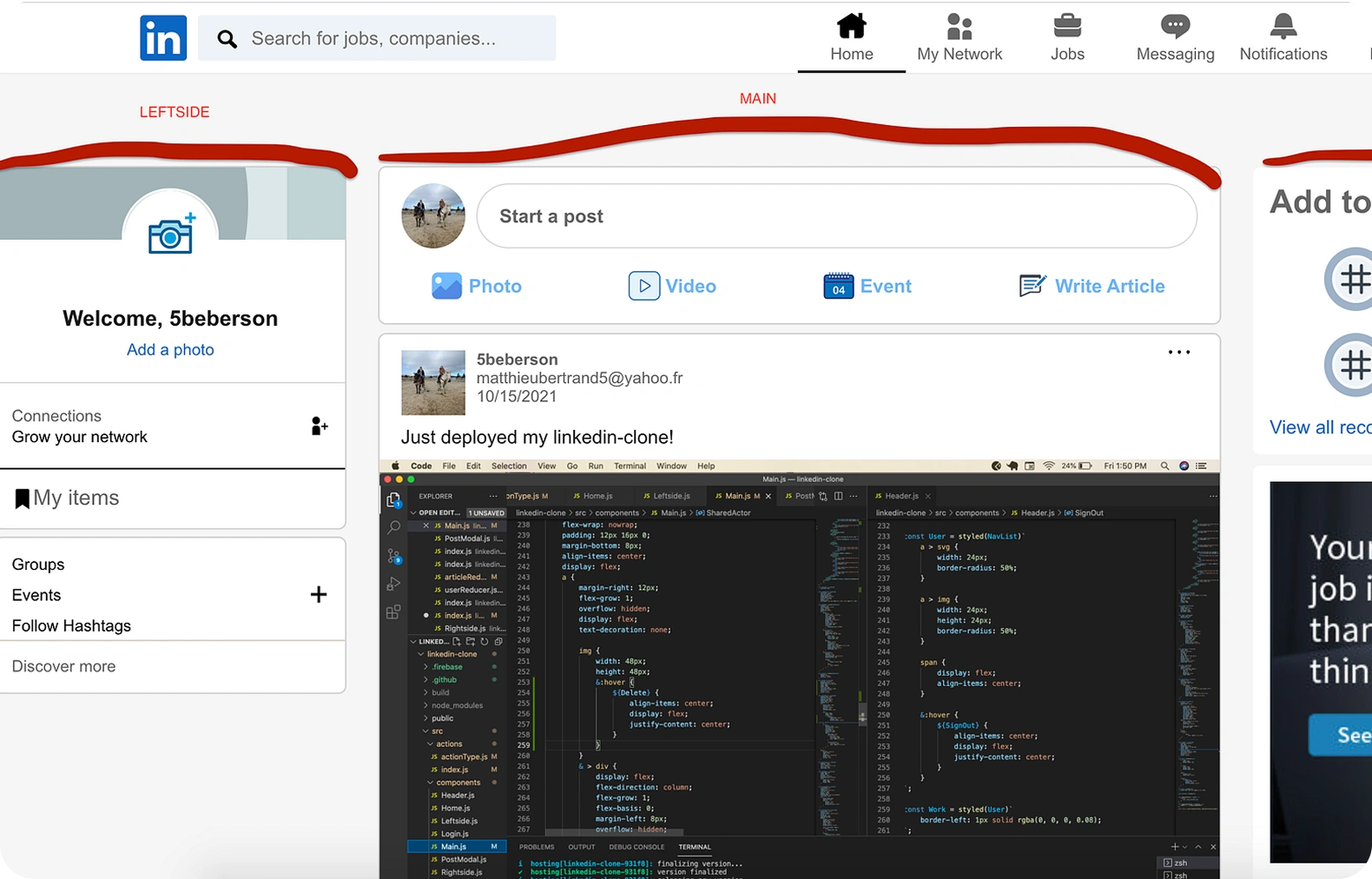 LinkedIn Clone MongoDB Development 